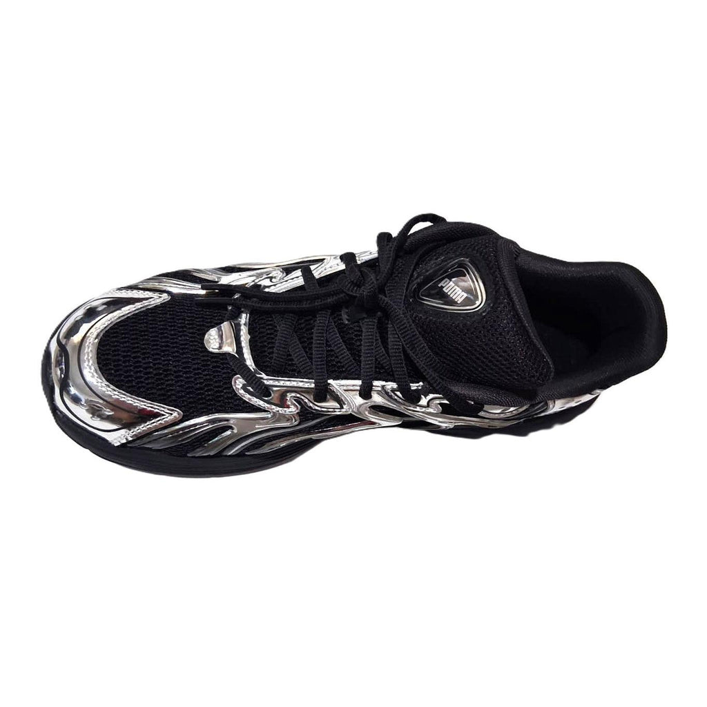 Puma Morphic x Inverse – Tenis Hombre Triple Negro/Cromo Plateado Líquido – Talla US 10
