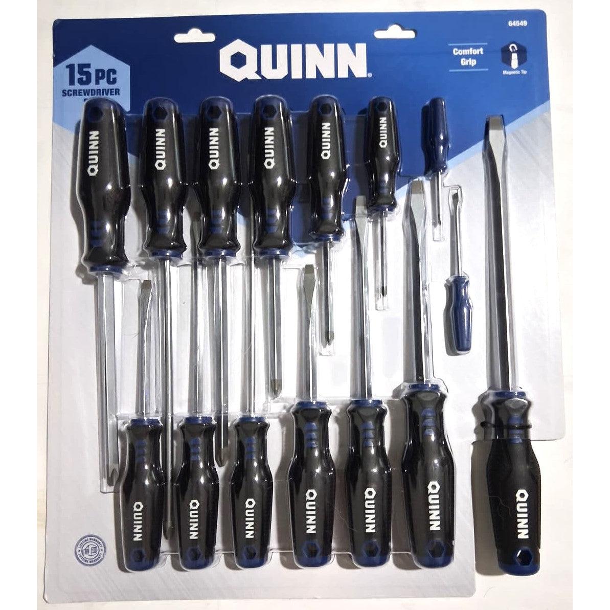 Quinn 15-Piece Screwdriver Set – Comfort Grip, Magnetic Tip, Chrome Vanadium Steel