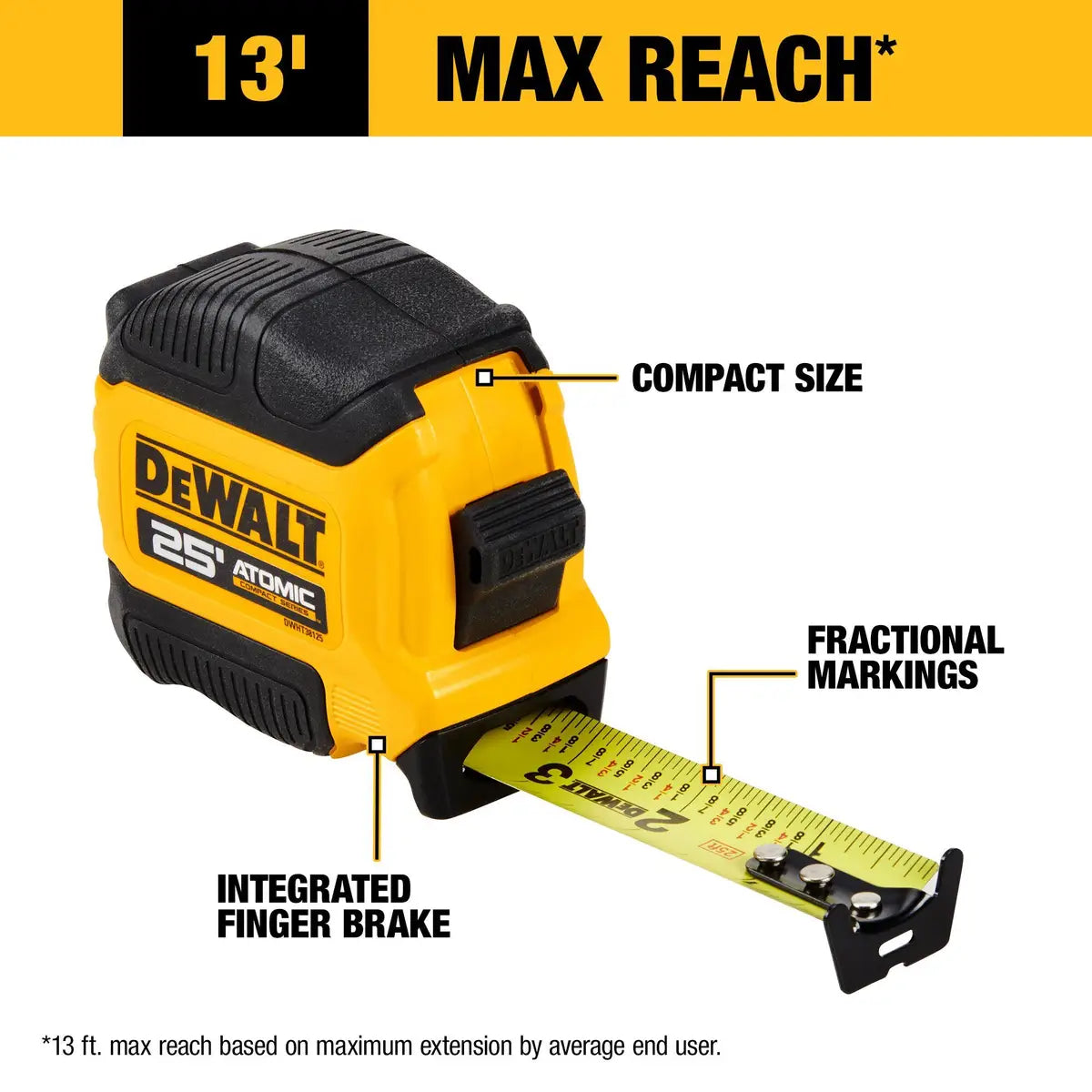 DeWalt ATOMIC Compact Series 25' Tape Measure (DWHT38125)