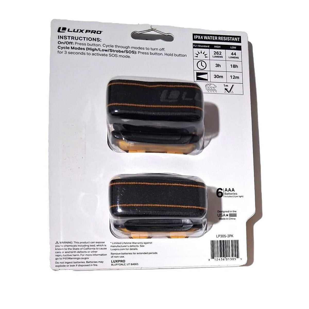 Linterna Frontal LED LuxPro LP305 250 Lúmenes – Paquete de 2