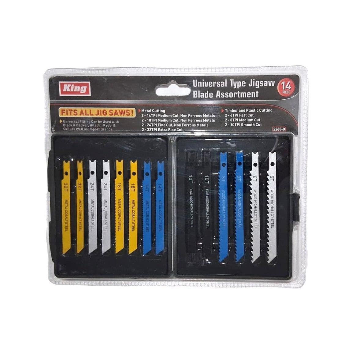 King Universal Jigsaw Blade Assortment – 14 Piece, Wood, Plastic & Metal Cutting