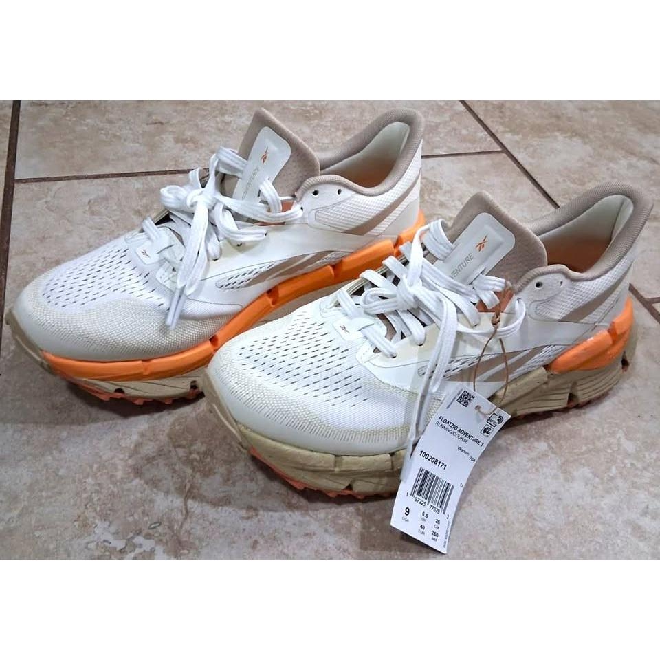 Reebok FloatZig Adventure 1 Running Course – Tenis Mujer Blanco/Beige/Naranja – Talla US 9