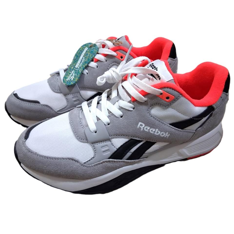 Reebok Bolton Essential – Tenis Retro Hombre Blanco/Gris/Rojo Coral – Talla US 12