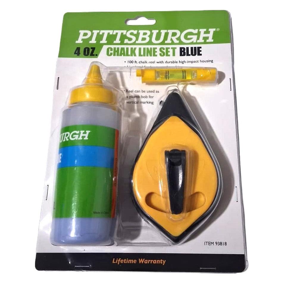 Pittsburgh 4 oz. Blue Chalk Line Set – 100 ft. Reel with Line Level