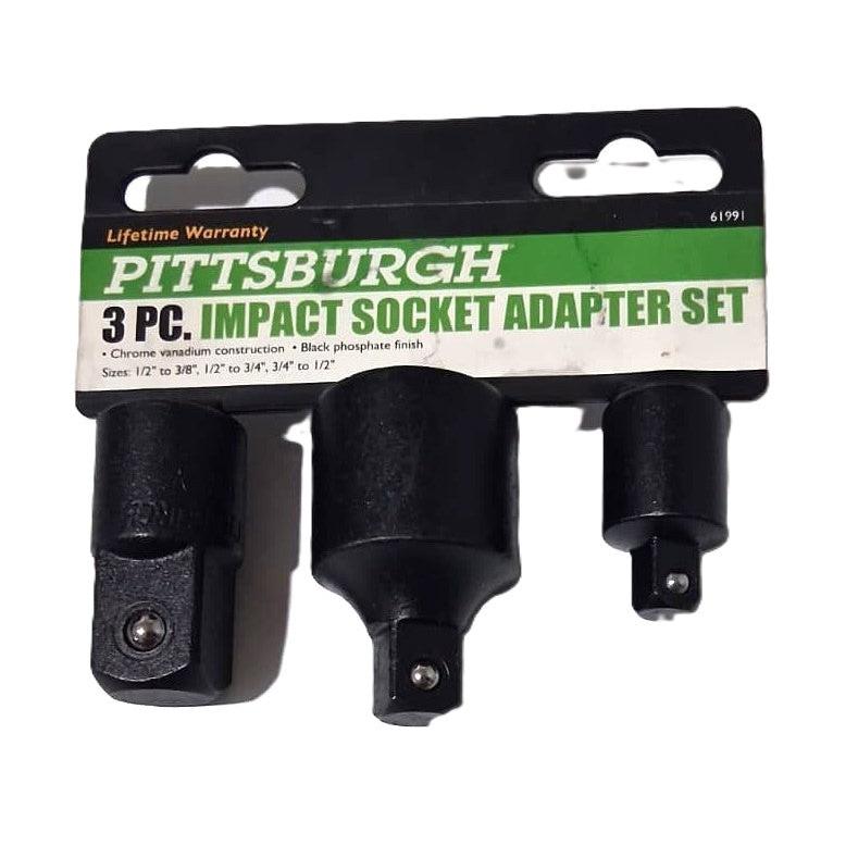 Pittsburgh 3-Piece Impact Socket Adapter Set – Black Phosphate, Chrome Vanadium