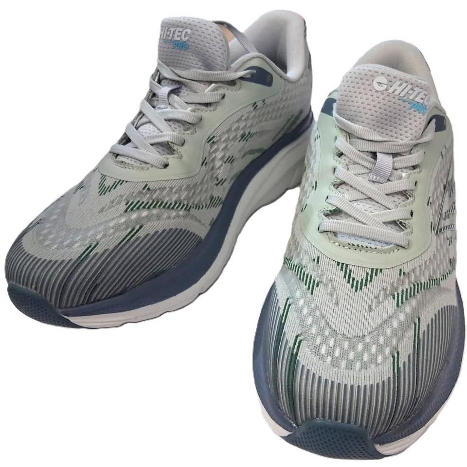 Hi-Tec Pro Running – Tenis Deportivo Hombre Gris/Verde Menta/Azul Acero – Talla US 10.5