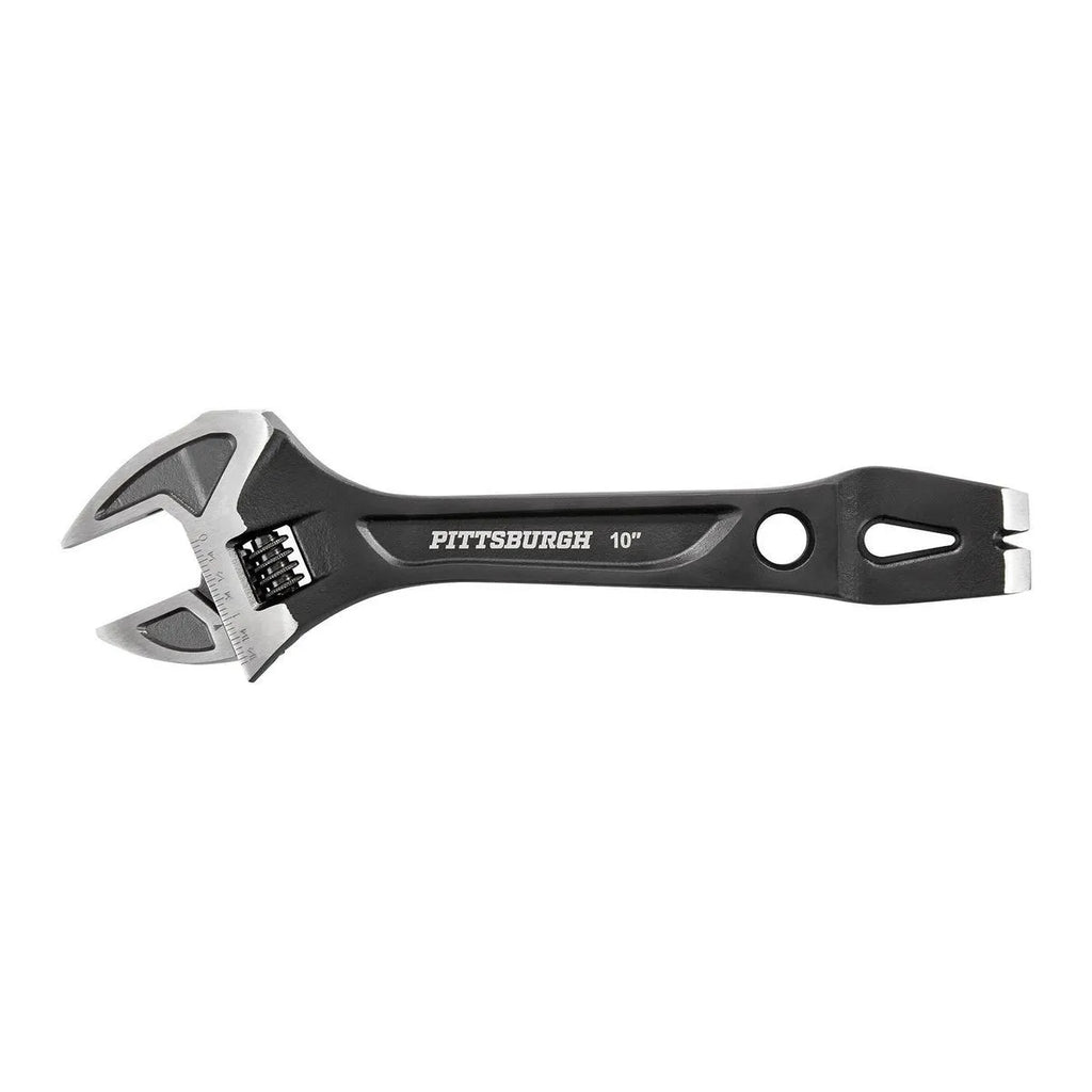 Pittsburgh 10 in. Adjustable Demolition Pry Bar Wrench – 6-in-1, Chrome Vanadium