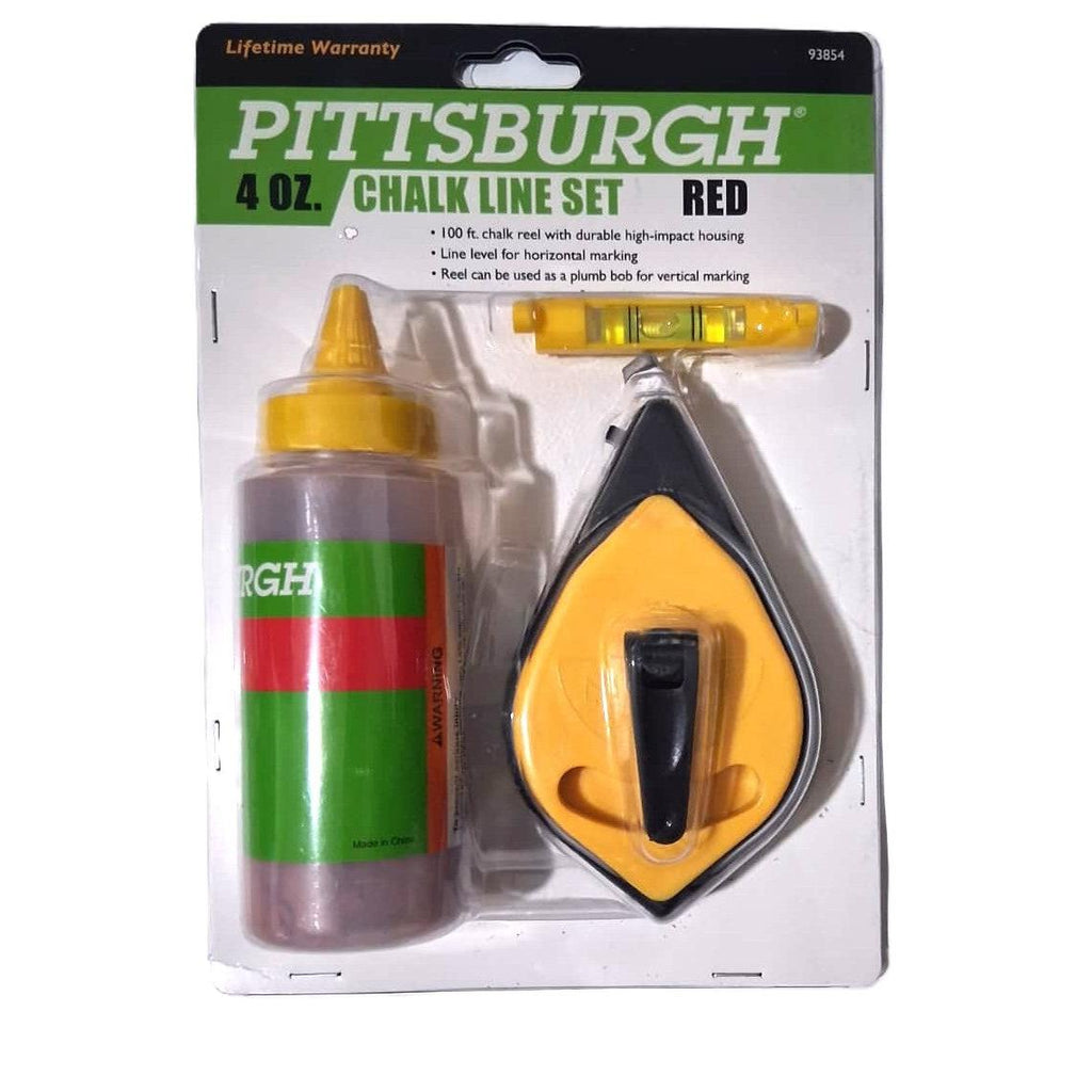 Pittsburgh 4 oz. Red Chalk Line Set – 100 ft. Reel with Line Level