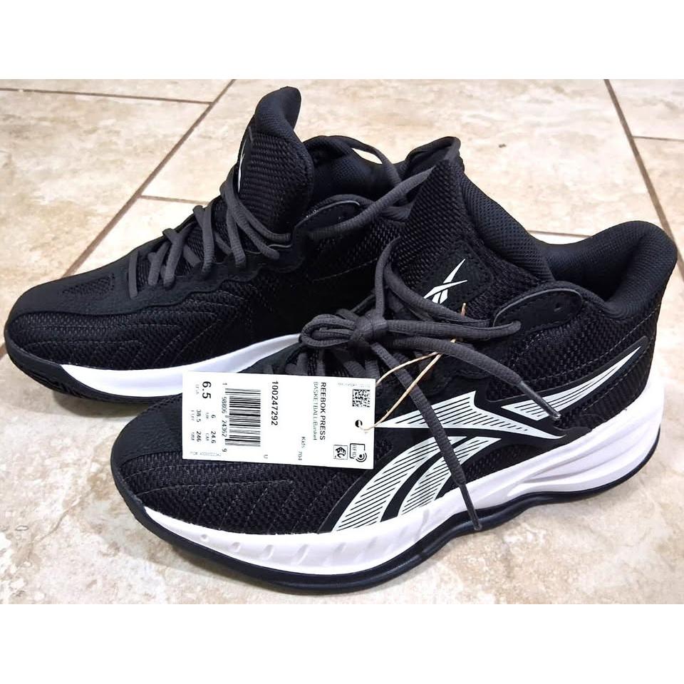 Reebok Press Basketball Kids – Tenis Niños Negro/Blanco – Talla US 6.5