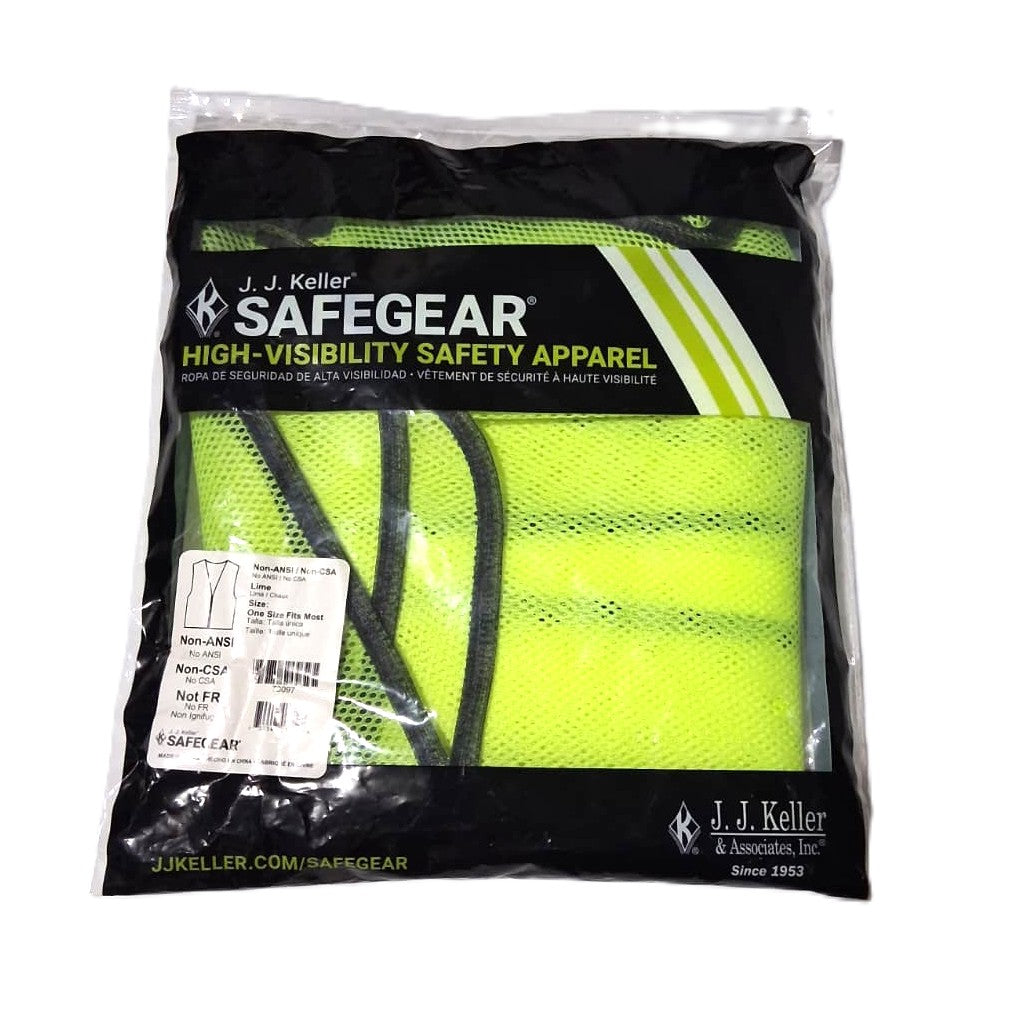 J.J. Keller SAFEGEAR High-Visibility Mesh Safety Vest – Lime, One Size Fits Most