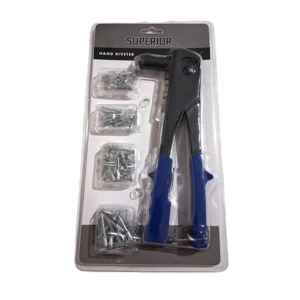Superior Hand Riveter Kit – 9.5" Carbon Steel Pop Rivet Gun with 100 Rivets