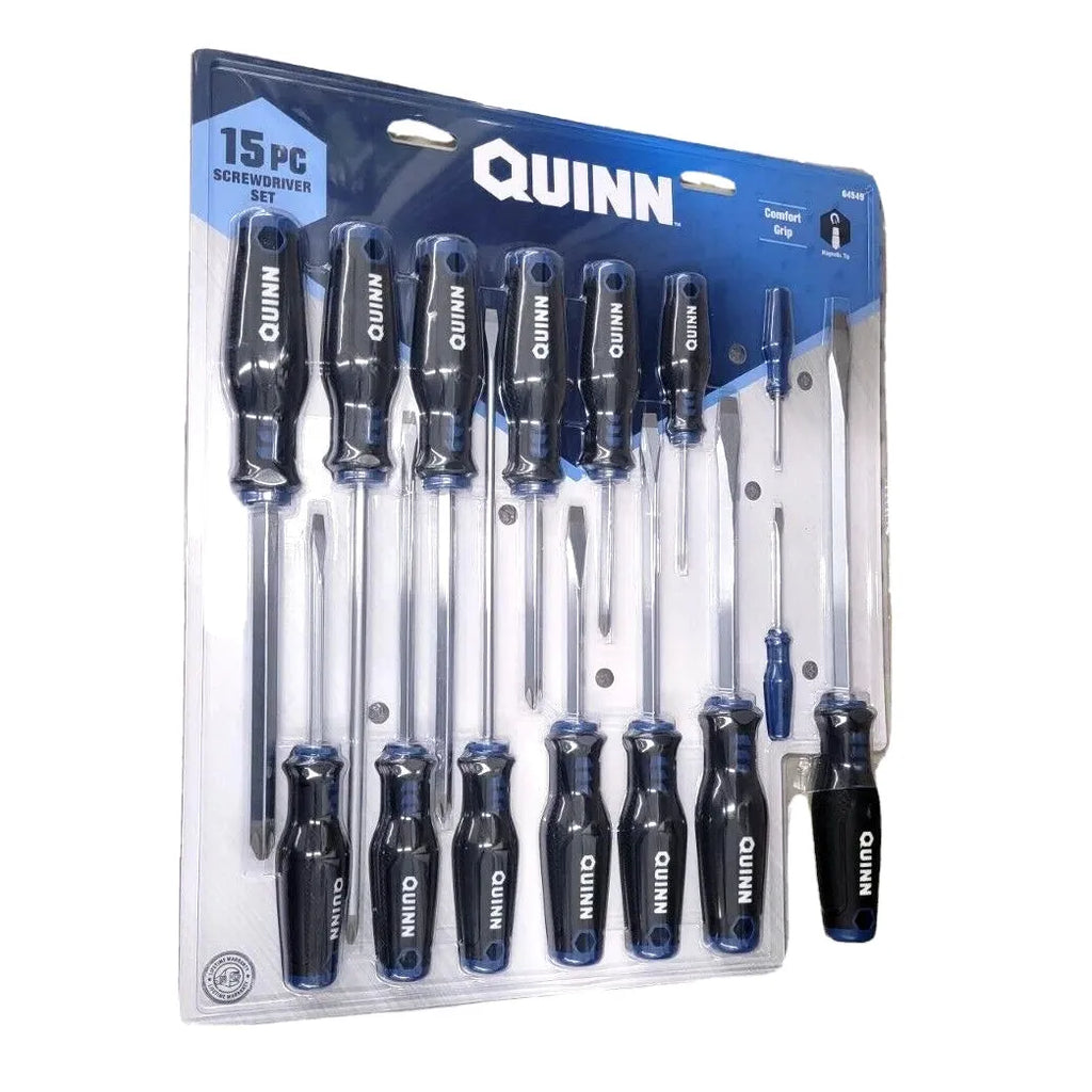 Quinn 15-Piece Screwdriver Set – Comfort Grip, Magnetic Tip, Chrome Vanadium Steel