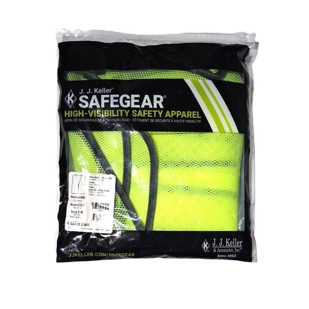 J.J. Keller SAFEGEAR High-Visibility Mesh Safety Vest – Lime, One Size Fits Most