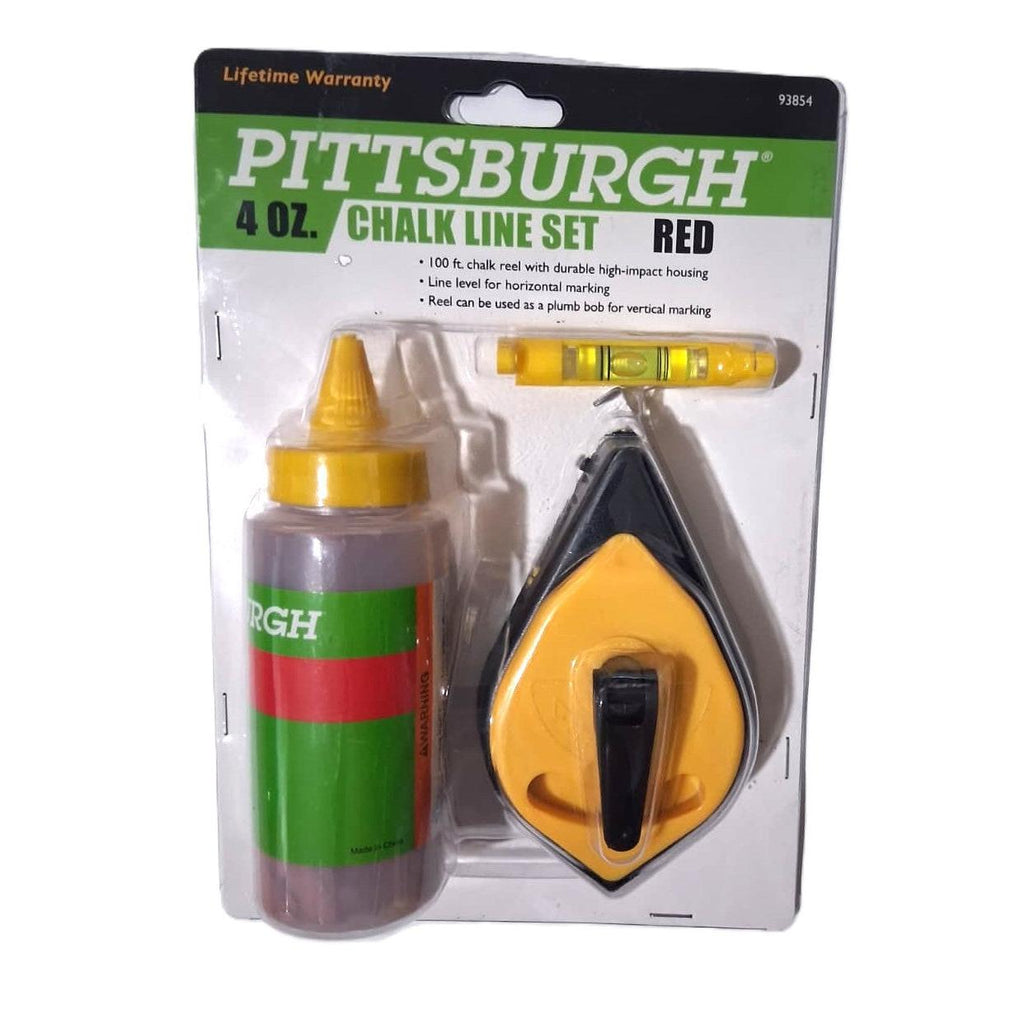 Pittsburgh 4 oz. Red Chalk Line Set – 100 ft. Reel with Line Level