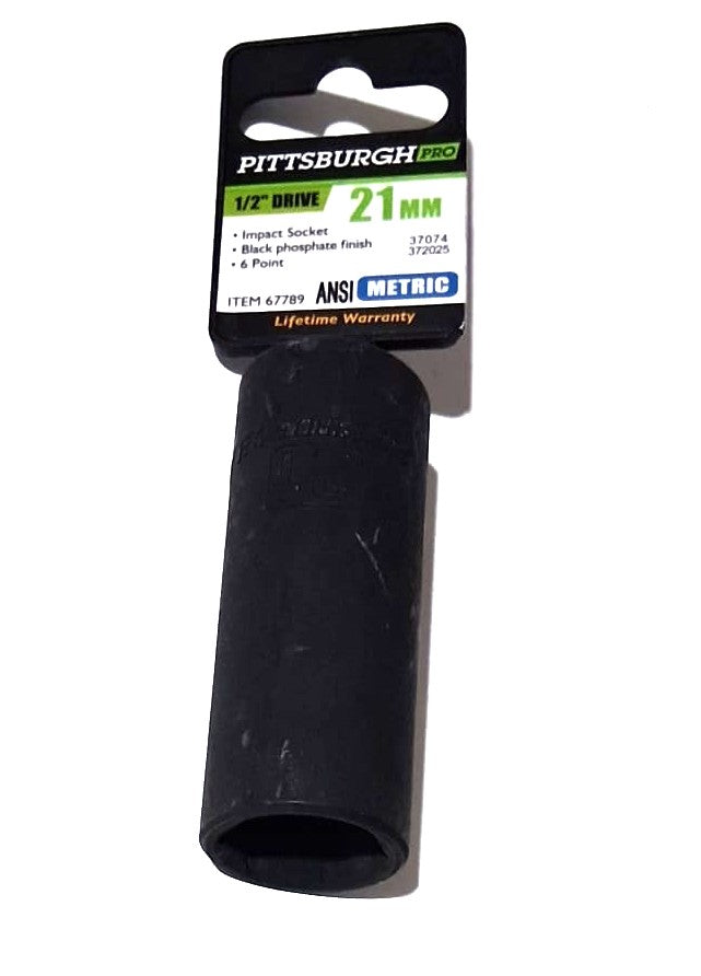 Pittsburgh Pro 21mm Deep Impact Socket 1/2" Drive - Item 67789