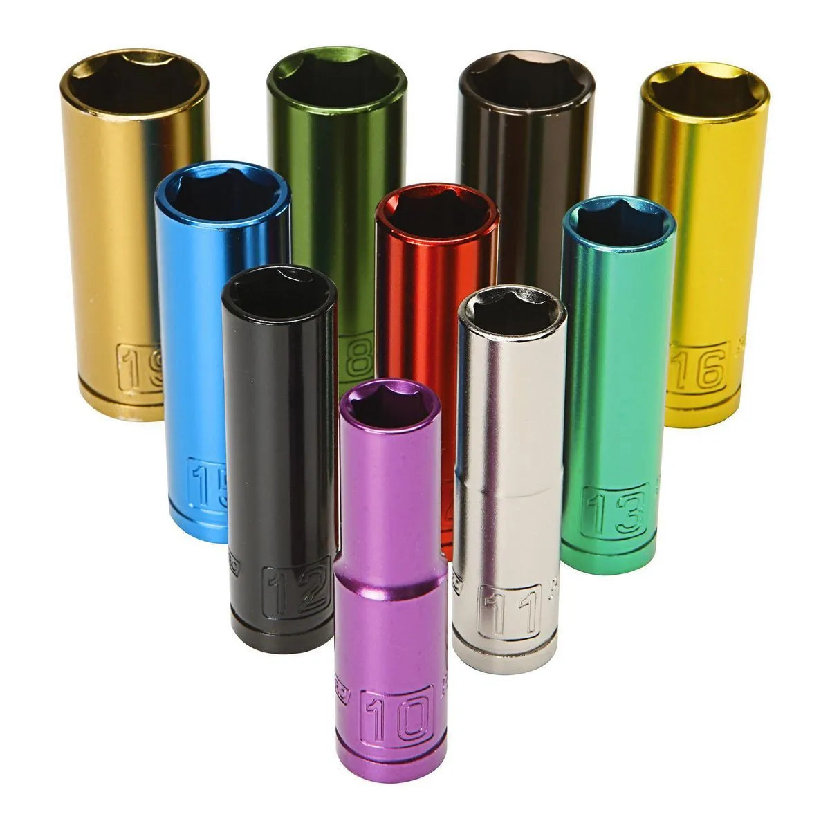 Pittsburgh Pro 10-Piece Color-Coded Deep Wall Socket Set – 3/8" Drive, Metric, ANSI