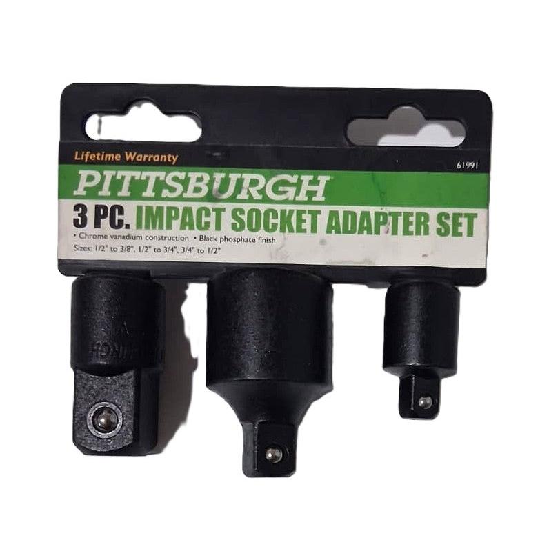 Pittsburgh 3-Piece Impact Socket Adapter Set – Black Phosphate, Chrome Vanadium
