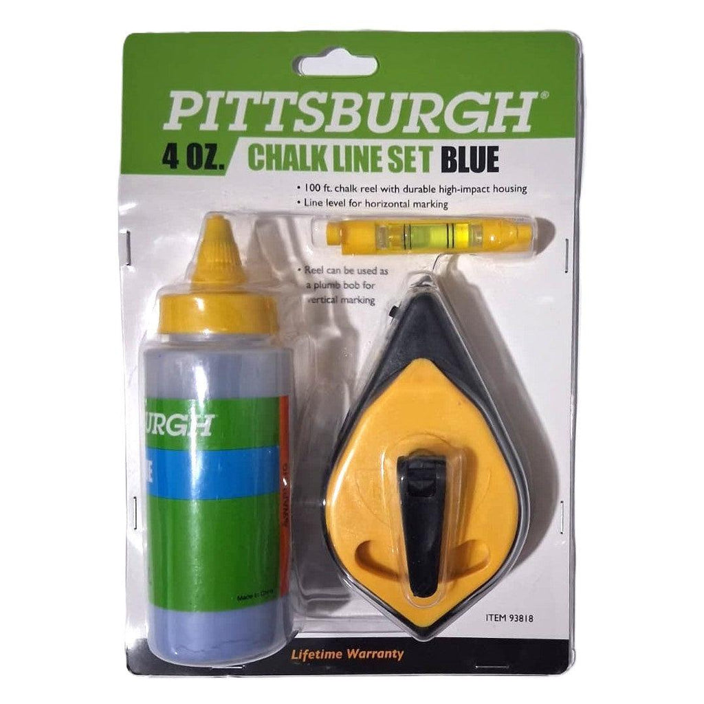 Pittsburgh 4 oz. Blue Chalk Line Set – 100 ft. Reel with Line Level