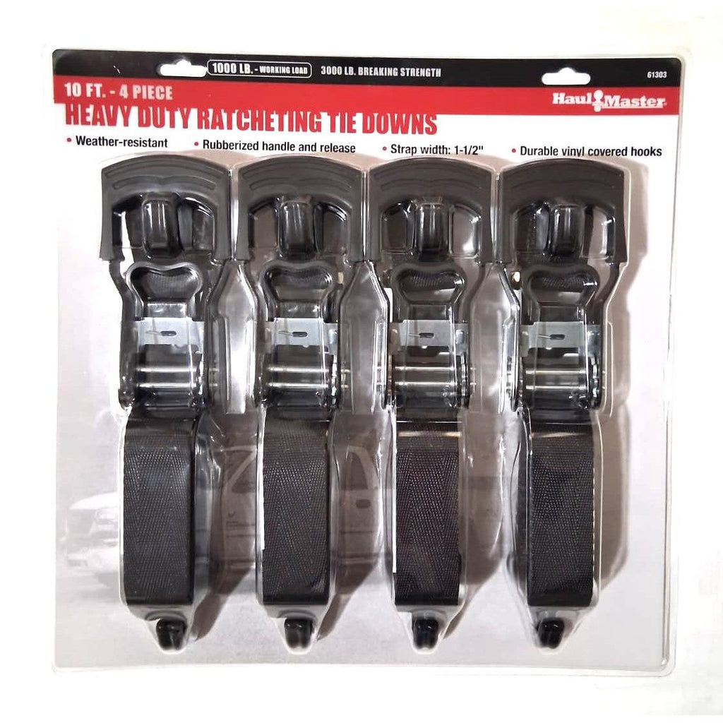 Haul-Master Correas de Amarre Trinquete 1,000 lb — 10 ft x 1-1/2" Paquete 4