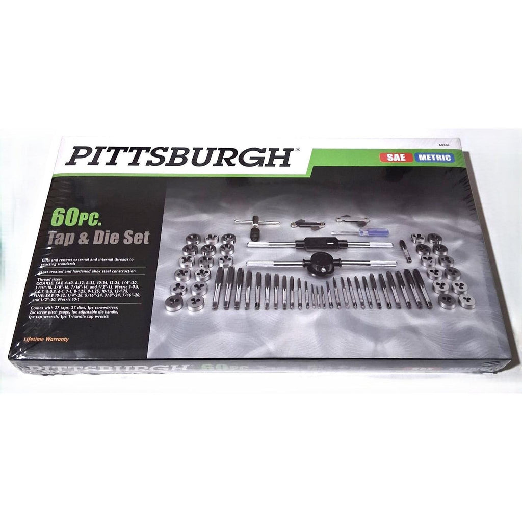 Pittsburgh 60-Piece Tap and Die Set – SAE & Metric, Alloy Steel, Storage Case