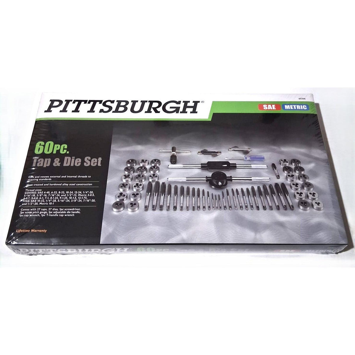 Pittsburgh 60-Piece Tap and Die Set – SAE & Metric, Alloy Steel, Storage Case