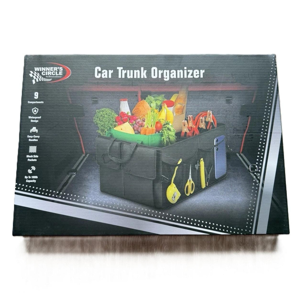 Winners Circle Car Trunk Organizer 9 Compartimentos 100lb Impermeable Plegable.