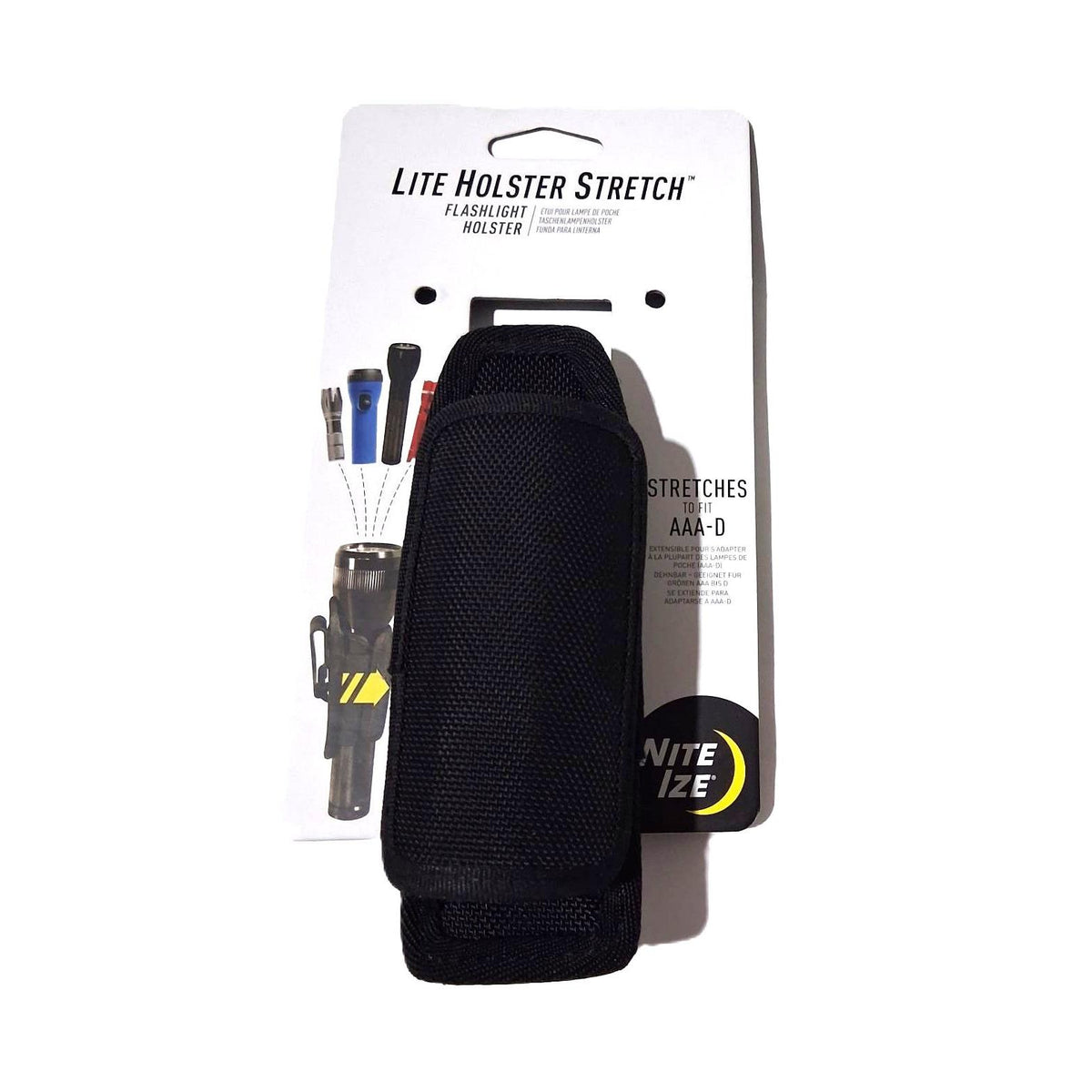 Funda Elastica para Linterna NITE IZE | Compatible AAA AA L123 C/D | Clip Giratorio