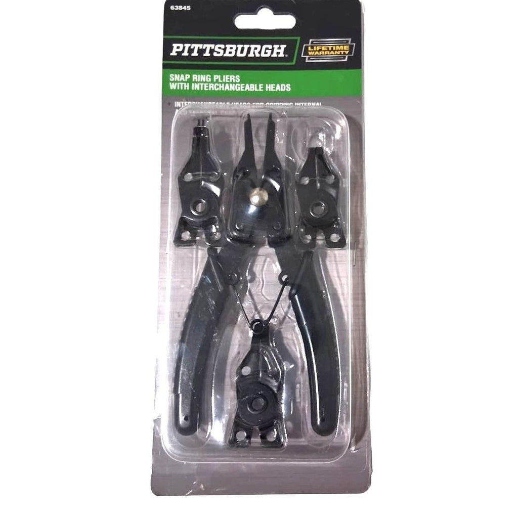 Pittsburgh Snap Ring Pliers with Interchangeable Heads – 4-in-1 Internal & External