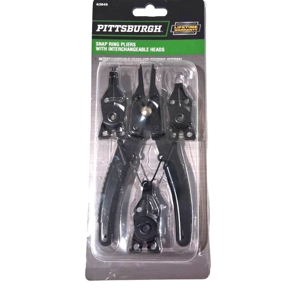 Pittsburgh Snap Ring Pliers with Interchangeable Heads – 4-in-1 Internal & External