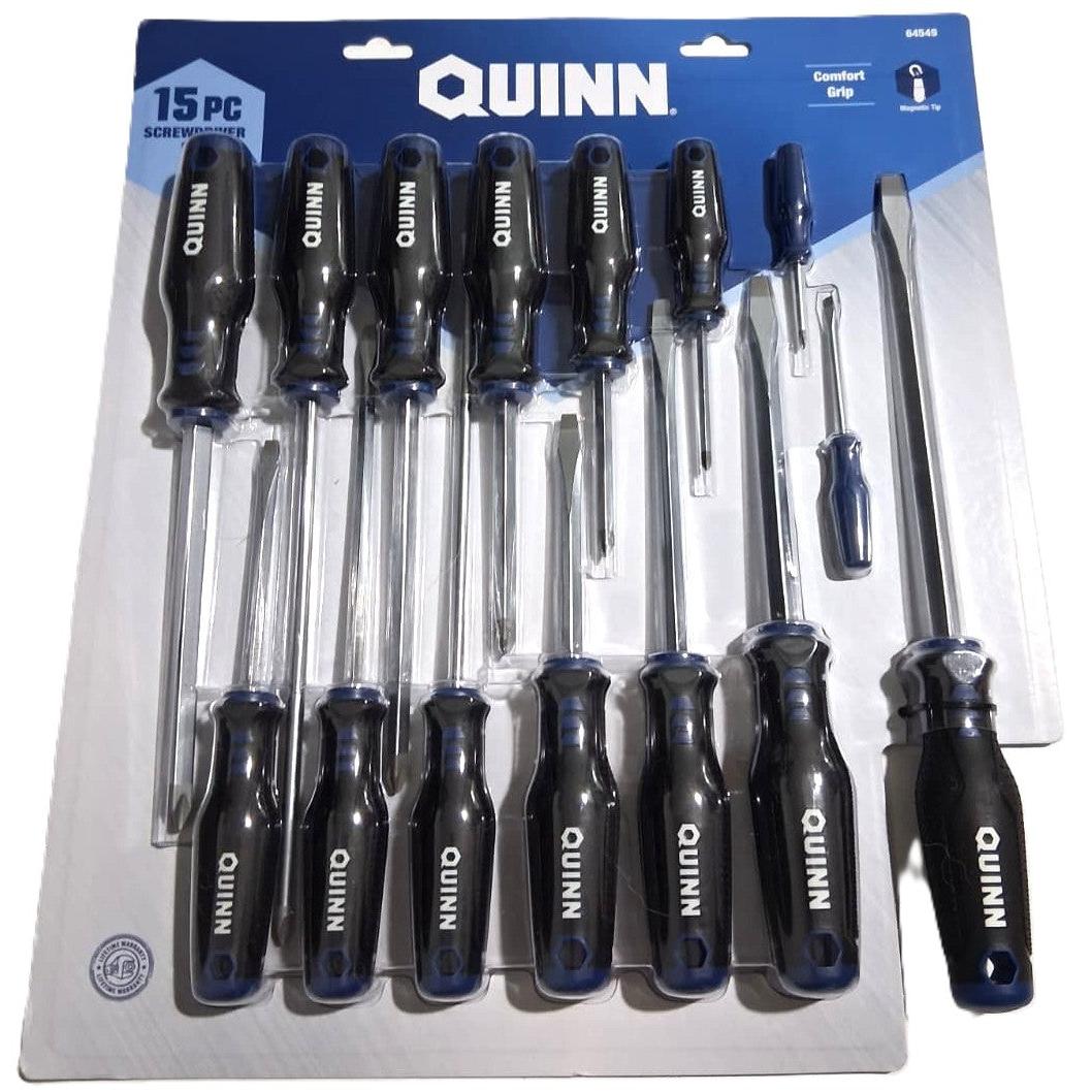 Quinn 15-Piece Screwdriver Set – Comfort Grip, Magnetic Tip, Chrome Vanadium Steel