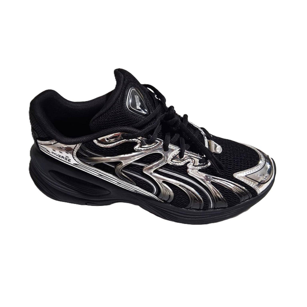 Puma Morphic x Inverse – Tenis Hombre Triple Negro/Cromo Plateado Líquido – Talla US 10