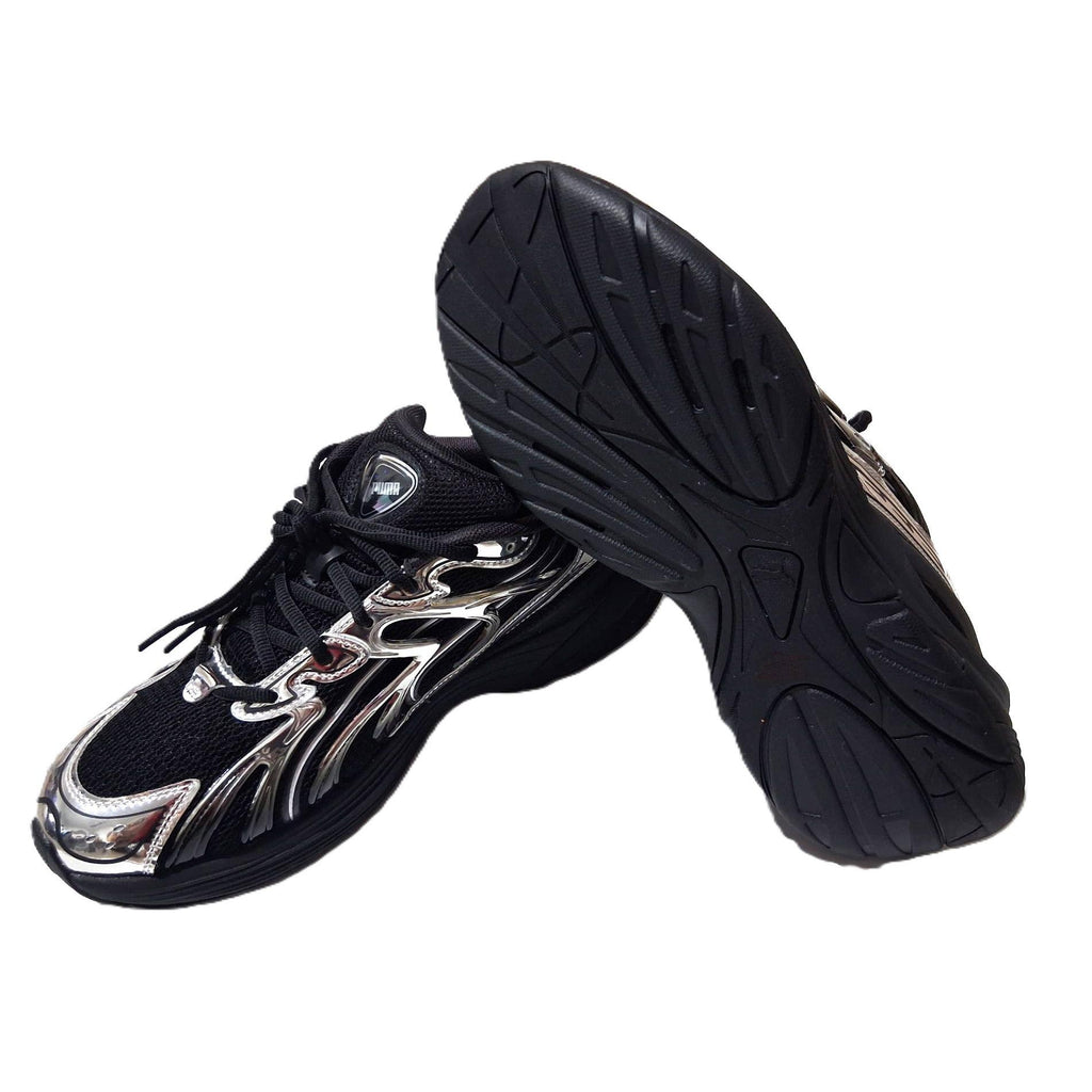 Puma Morphic x Inverse – Tenis Hombre Triple Negro/Cromo Plateado Líquido – Talla US 10