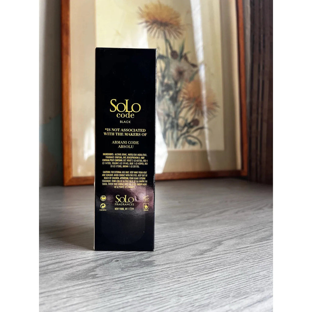 Solo Code Black Eau de Toilette for Men – Vaporisateur Spray, 100 ml / 3.4 fl.oz.