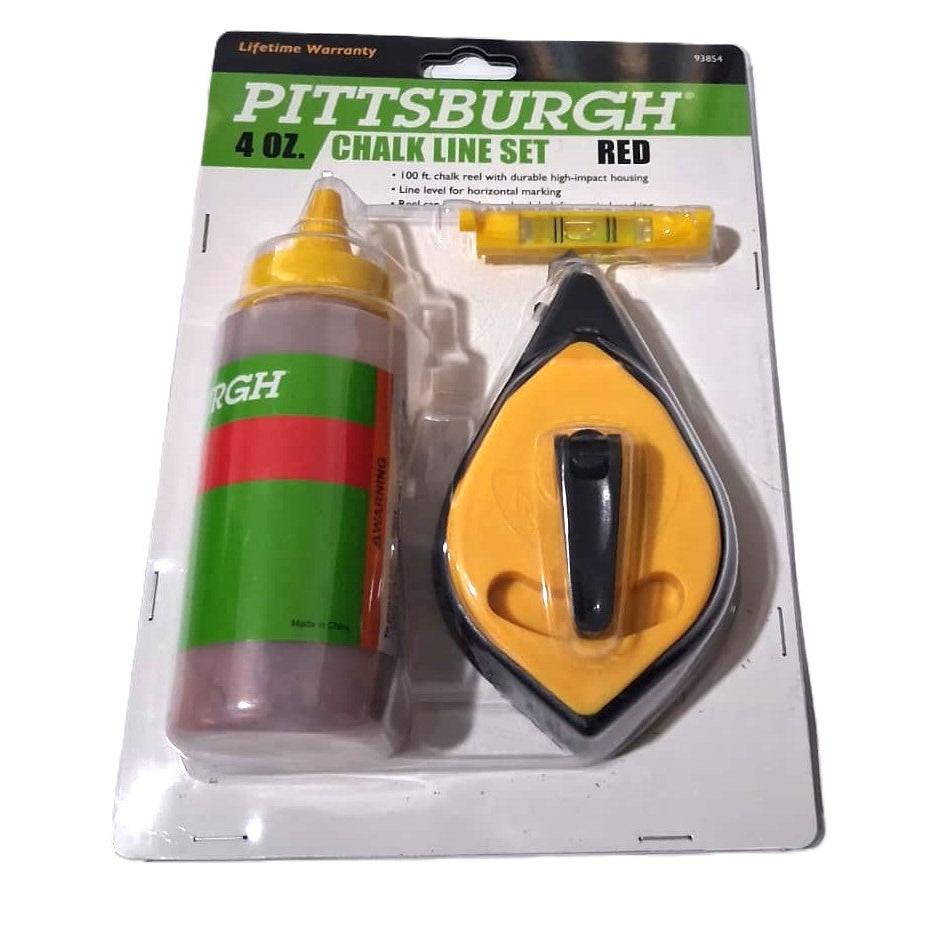 Pittsburgh 4 oz. Red Chalk Line Set – 100 ft. Reel with Line Level