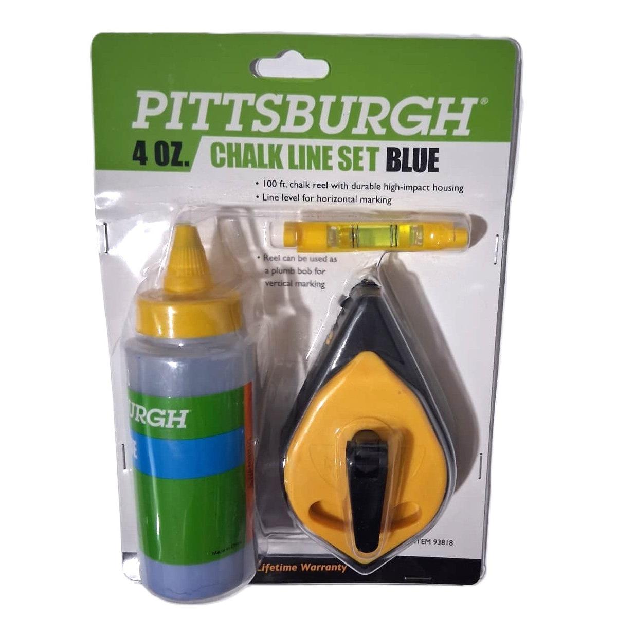 Pittsburgh 4 oz. Blue Chalk Line Set – 100 ft. Reel with Line Level