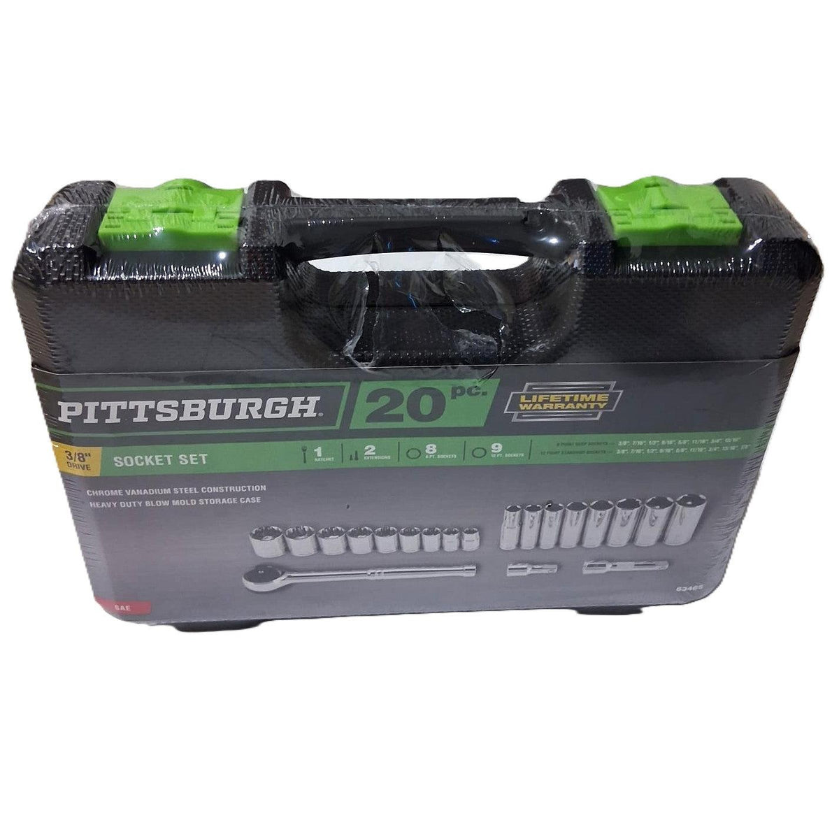 Pittsburgh 20-Piece SAE Socket Set – 3/8" Drive, Chrome Vanadium, Blow Mold Case