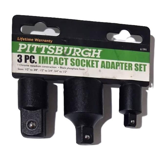 Pittsburgh 3-Piece Impact Socket Adapter Set – Black Phosphate, Chrome Vanadium