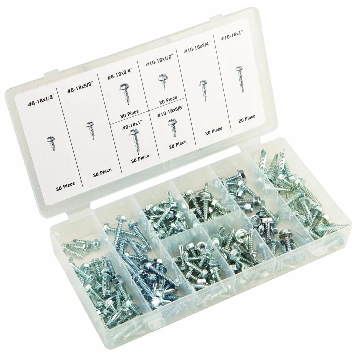 Store House 200-Piece Hex Washer Self-Drilling Sheet Metal Screw Assortment – Zinc-Plated