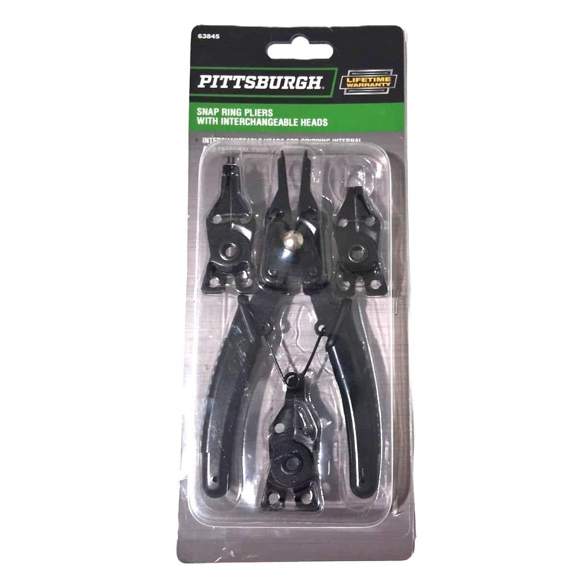 Pittsburgh Snap Ring Pliers with Interchangeable Heads – 4-in-1 Internal & External