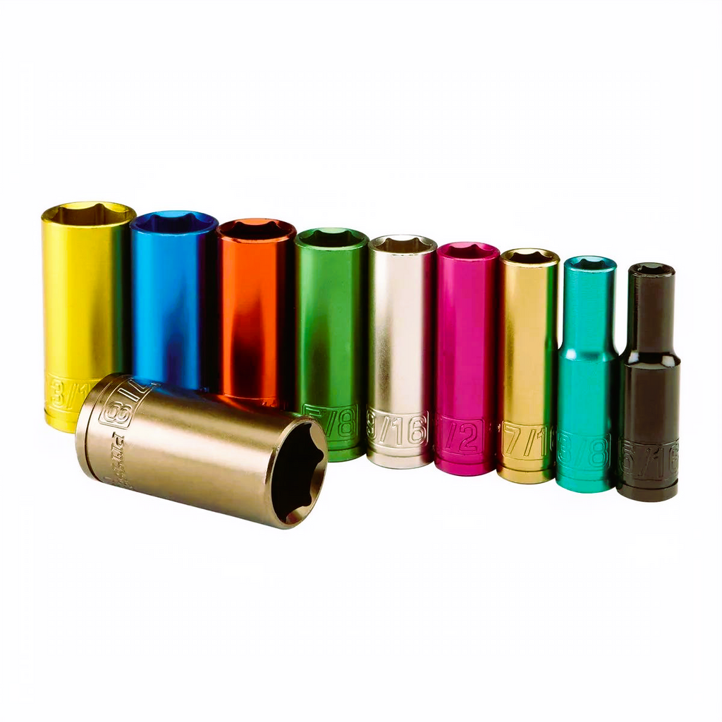Pittsburgh Pro 10-Piece Color-Coded Deep Wall Socket Set – 3/8" Drive, SAE, ANSI
