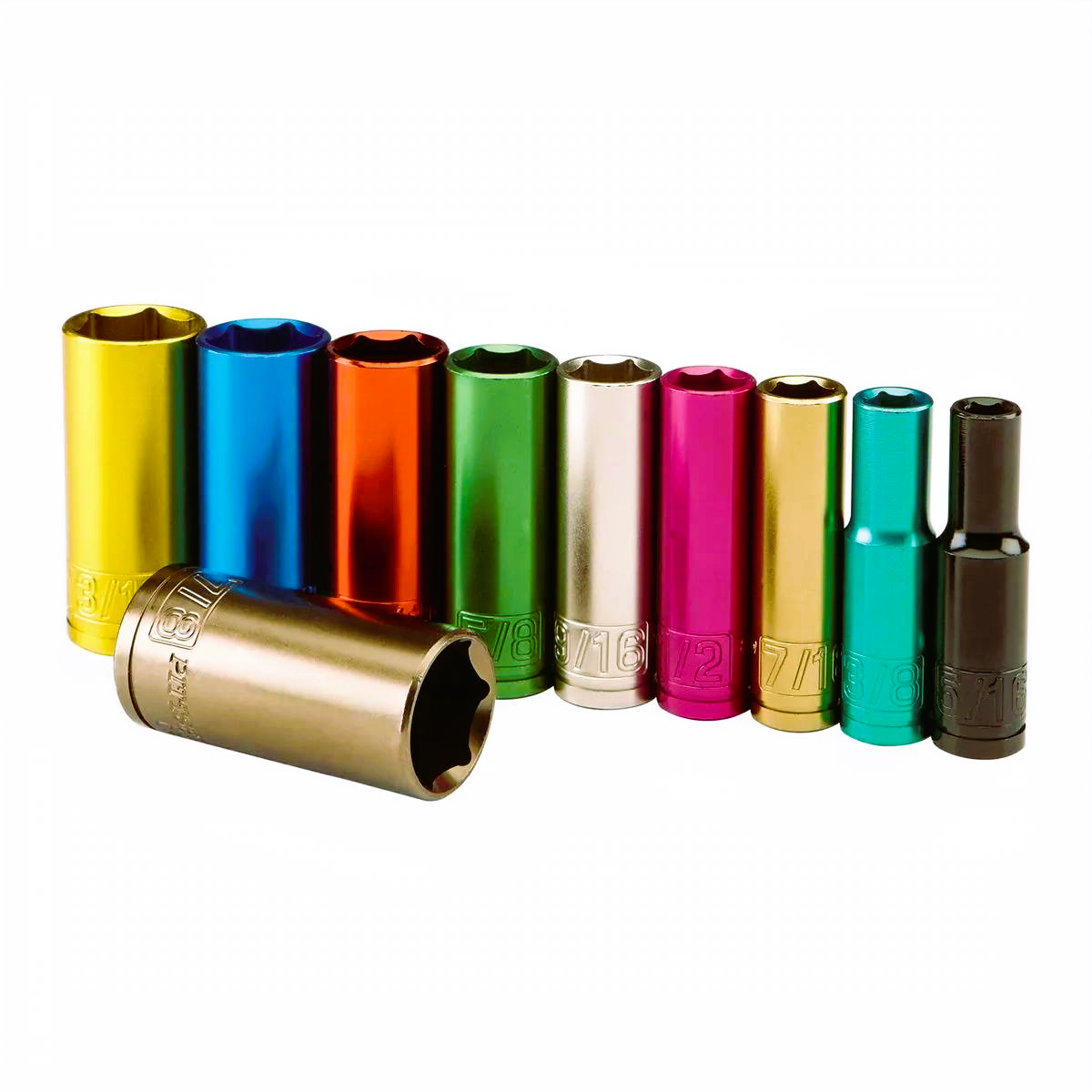 Pittsburgh Pro 10-Piece Color-Coded Deep Wall Socket Set – 3/8" Drive, SAE, ANSI