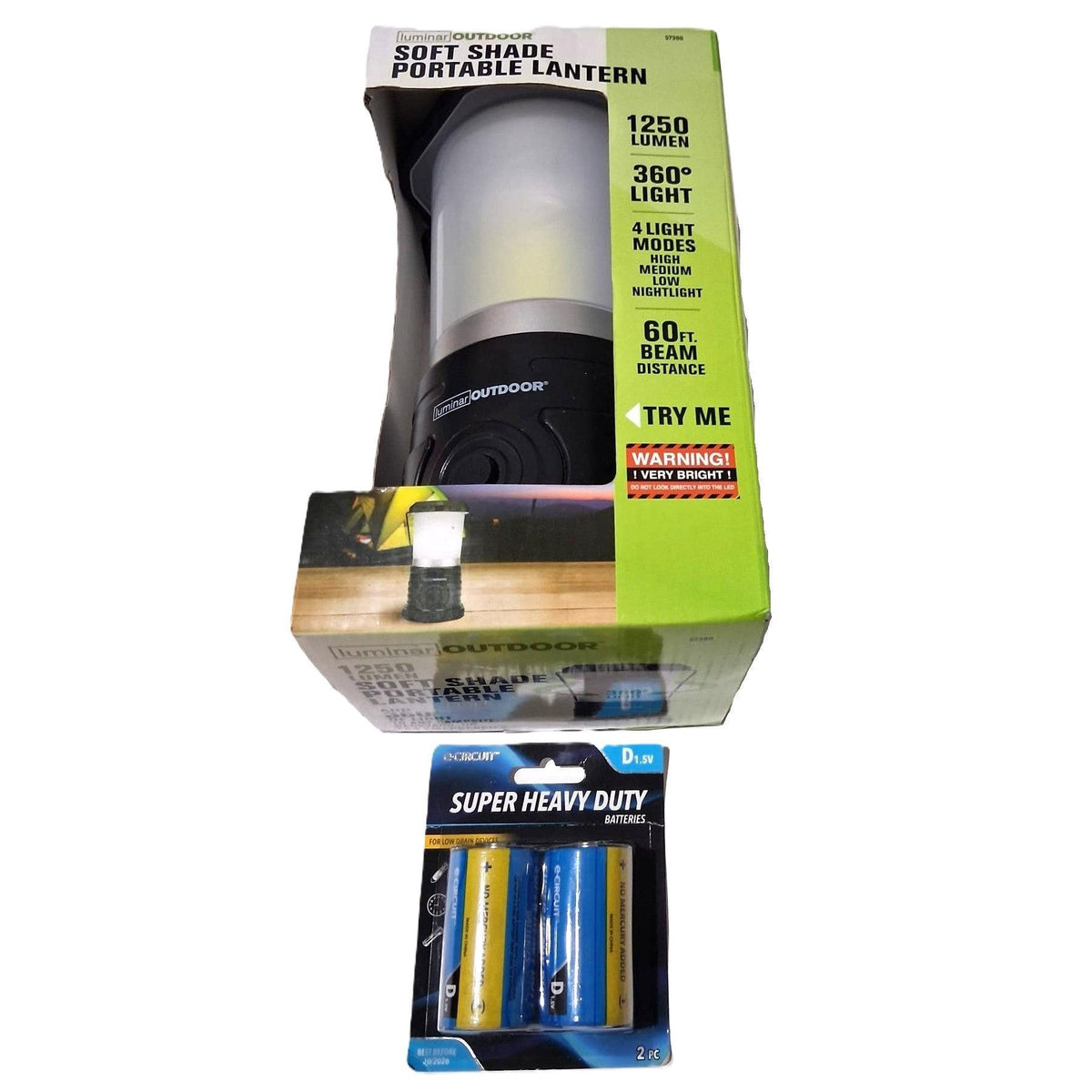 Linterna Portátil Luminar Outdoor 1250 Lúmenes 360° – Soft Shade | 4 Modos | Baterías D Incluidas