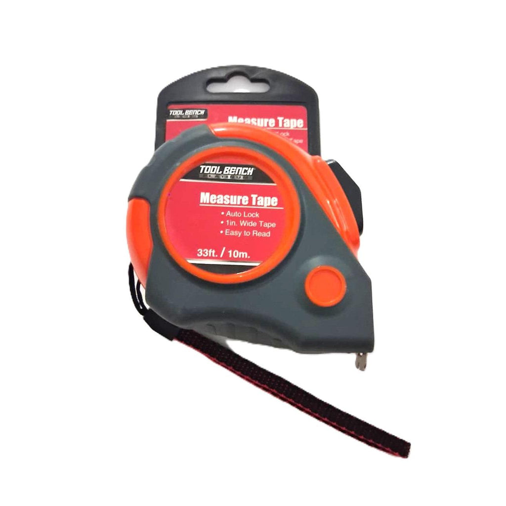 Tool Bench Hardware 33 ft / 10m Auto Lock Tape Measure – 1" Wide Blade
