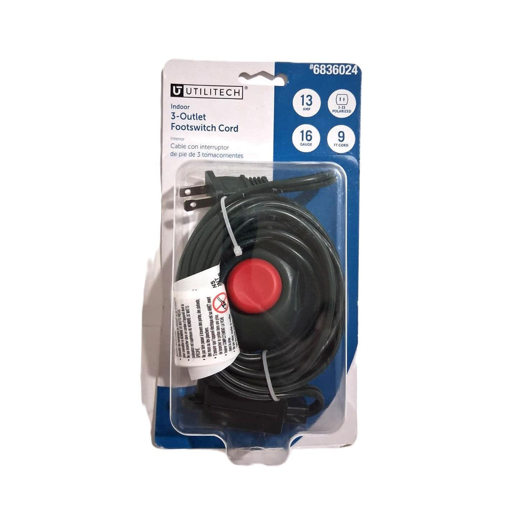 Utilitech Indoor 3-Outlet Footswitch Cord – 9 ft, 13A Polarized (6836024)