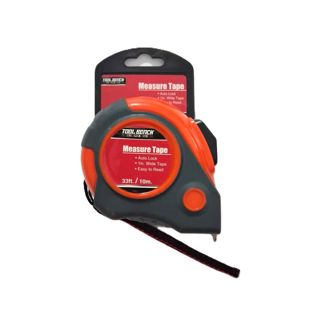 Tool Bench Hardware 33 ft / 10m Auto Lock Tape Measure – 1" Wide Blade