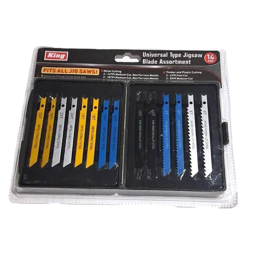 King Universal Jigsaw Blade Assortment – 14 Piece, Wood, Plastic & Metal Cutting