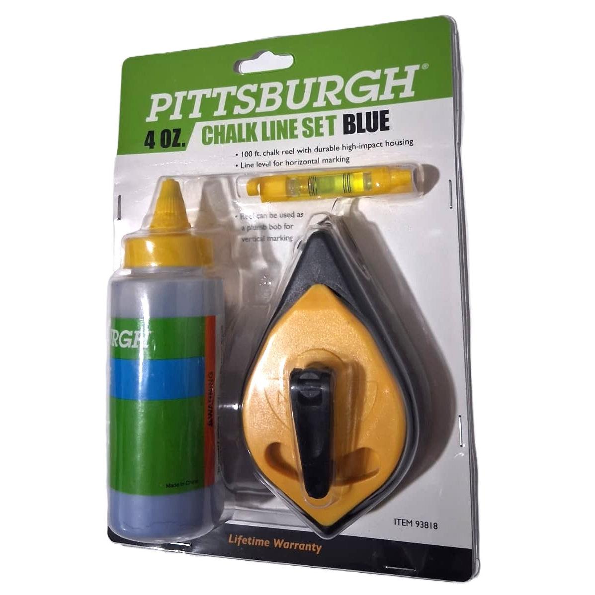 Pittsburgh 4 oz. Blue Chalk Line Set – 100 ft. Reel with Line Level