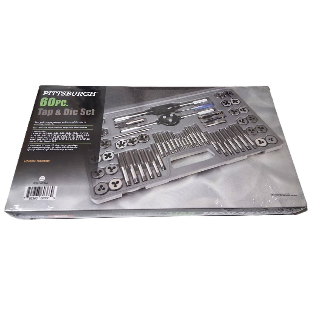 Pittsburgh 60-Piece Tap and Die Set – SAE & Metric, Alloy Steel, Storage Case