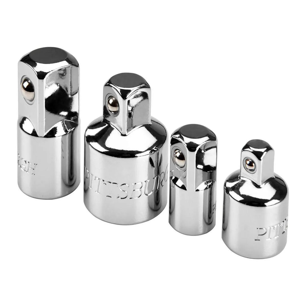 Pittsburgh 4-Piece Socket Adapter Set – 1/4", 3/8" & 1/2" Drive, Chrome Vanadium