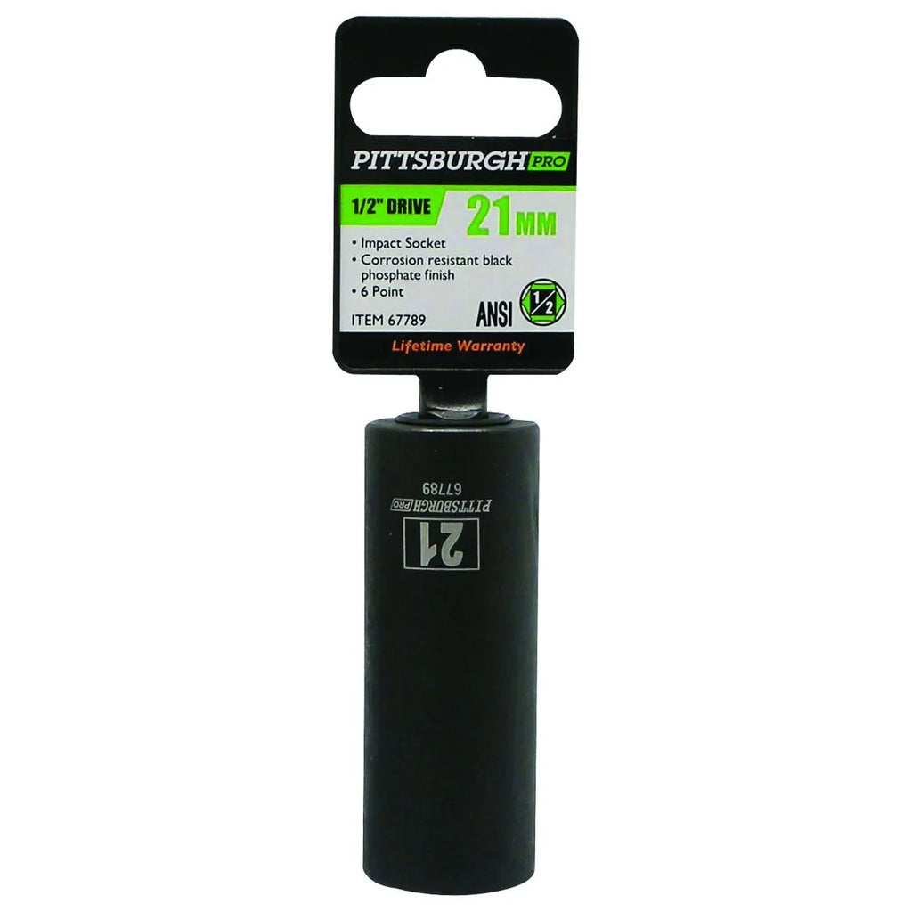 Pittsburgh Pro 21mm Deep Impact Socket 1/2" Drive - Item 67789